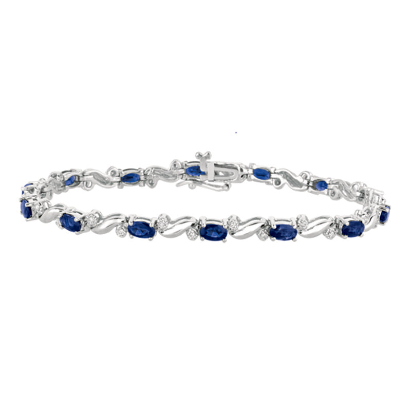 Sapphire & Diamond Bracelet 14K White Gold (5.42 Ctw)