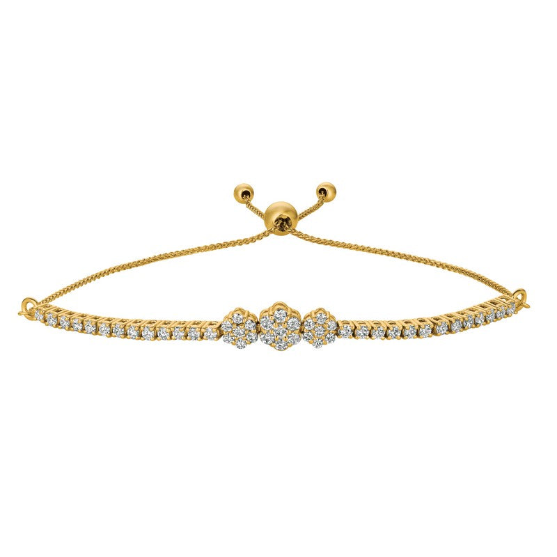 BOLO DIAMOND 3 FLOWER BRACELET 14K GOLD (1 CTW)