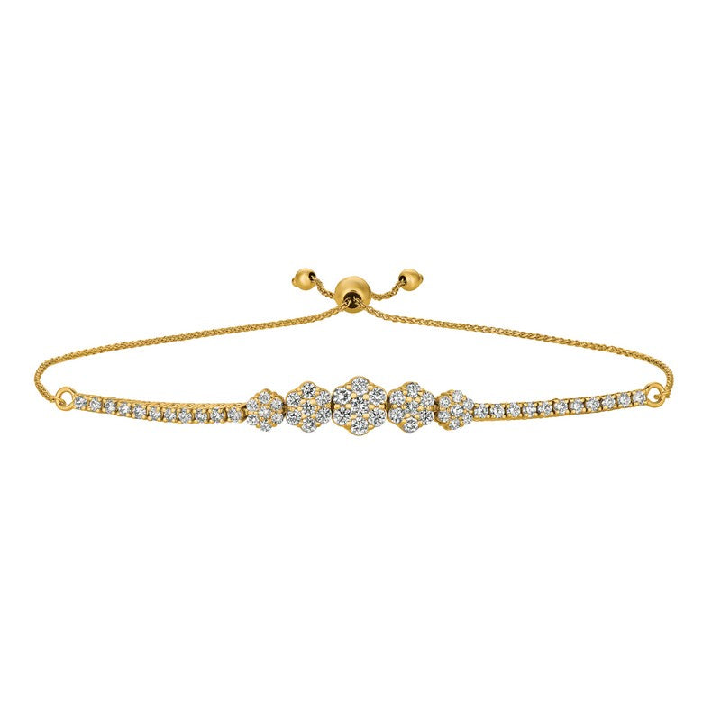 BOLO DIAMOND 5 FLOWER BRACELET 14K GOLD (1.5 CTW)