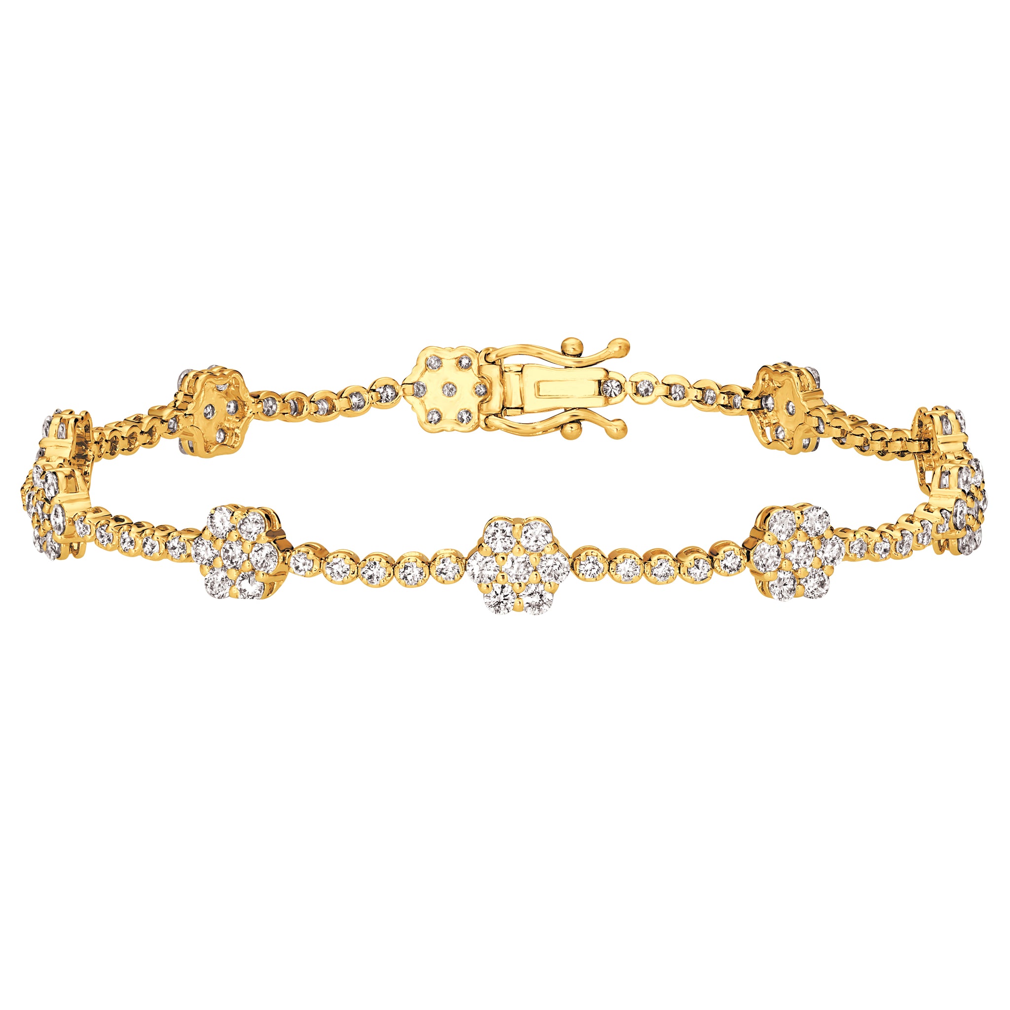 3.00 Carat Natural Diamond Flower Bracelet G SI 14K White Gold 7''