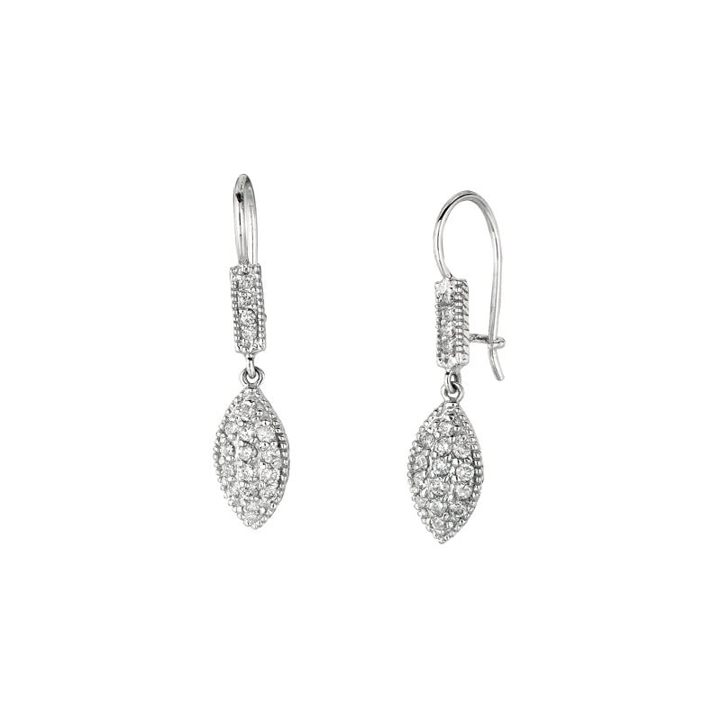 0.65 Carat Natural Diamond Marquise Shape Drop Earrings G SI 14K White Gold