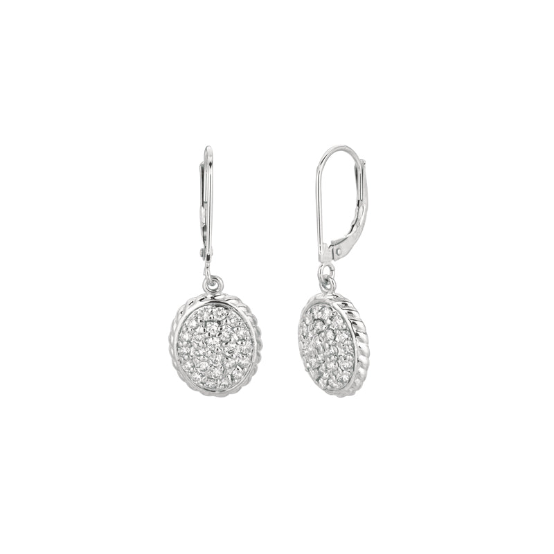 1.01 Carat Natural Diamond Oval Cluster Earrings G SI 14K White Gold