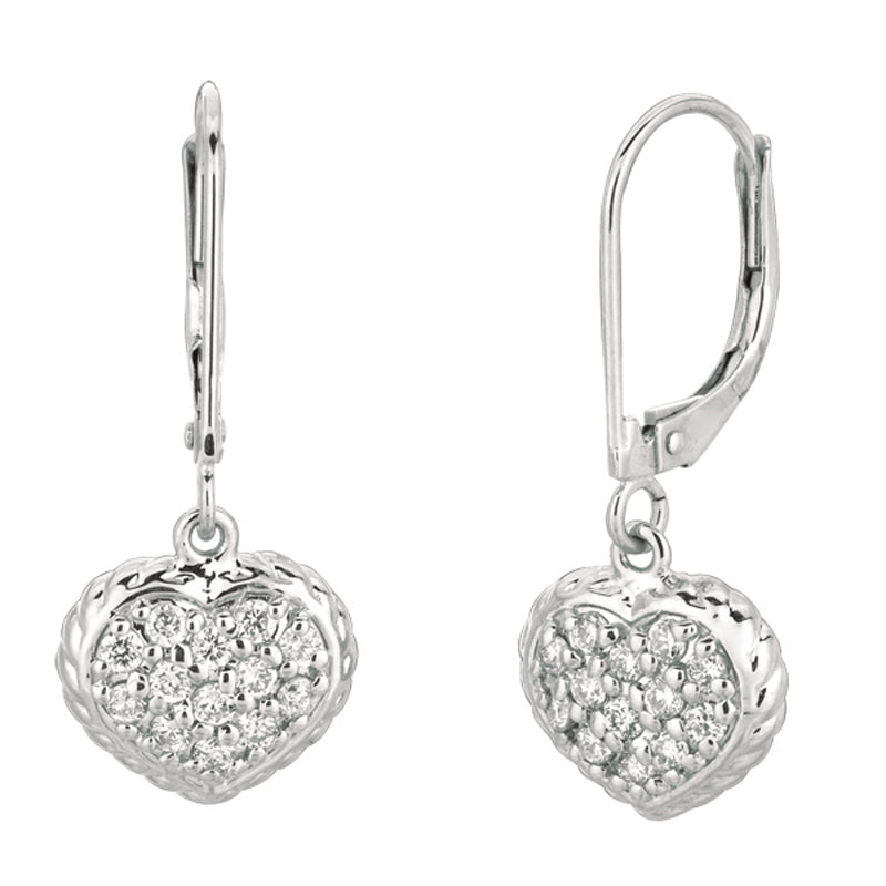 0.42 Carat Natural Diamond Heart Earrings G SI 14K White Gold