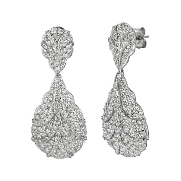 4.10 Carat Natural Diamond Drop Earrings G SI 14K White Gold