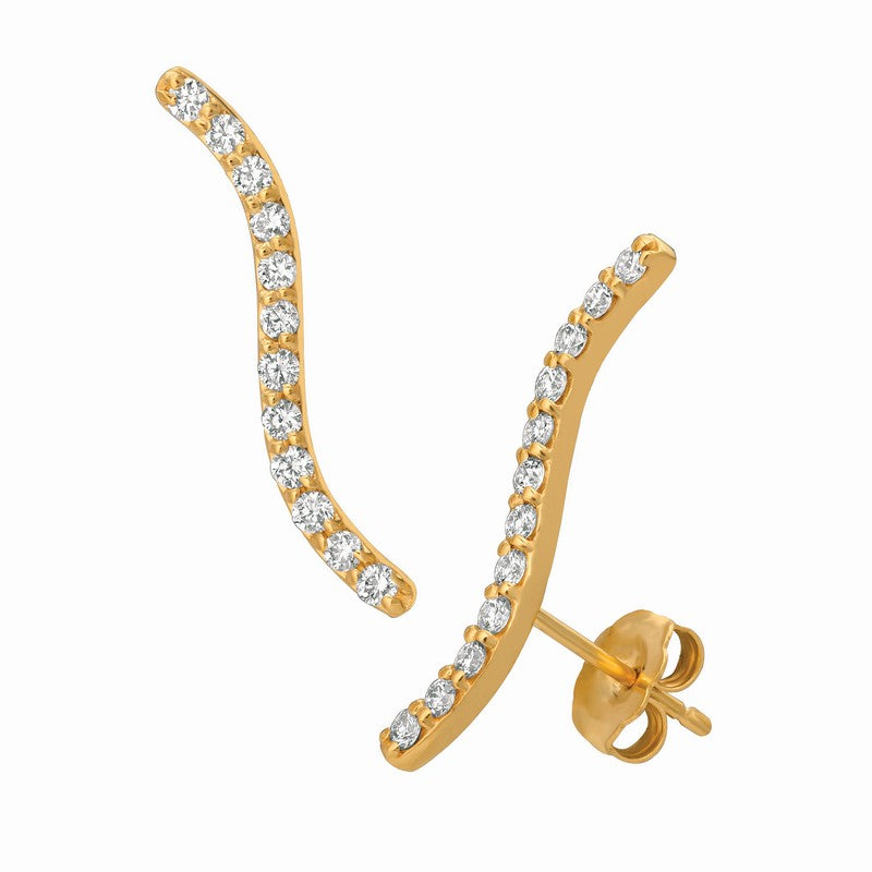 ‘CURVED LINE’ DIAMOND EARRINGS 14K GOLD (0.5 CTW)