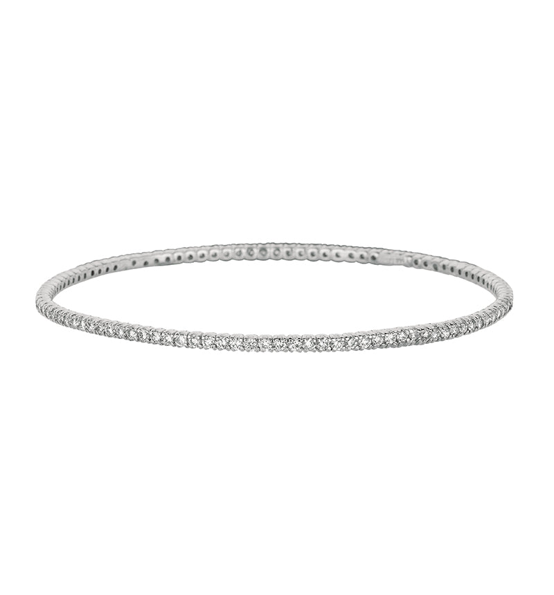 3.00 Carat Natural Diamond Bangle Bracelet G SI 14K White Gold
