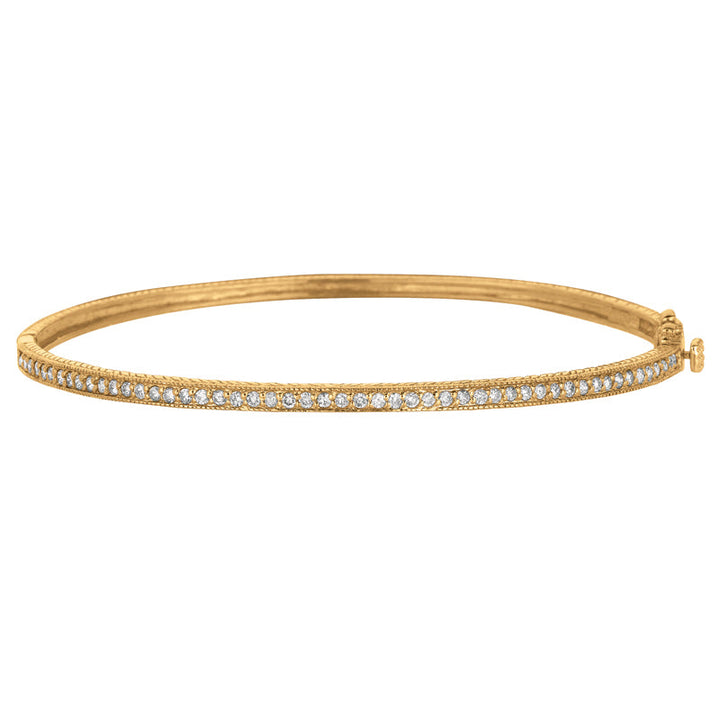 Diamond Milgrain Bangle 14K Yellow  Gold (0.75 Ctw)