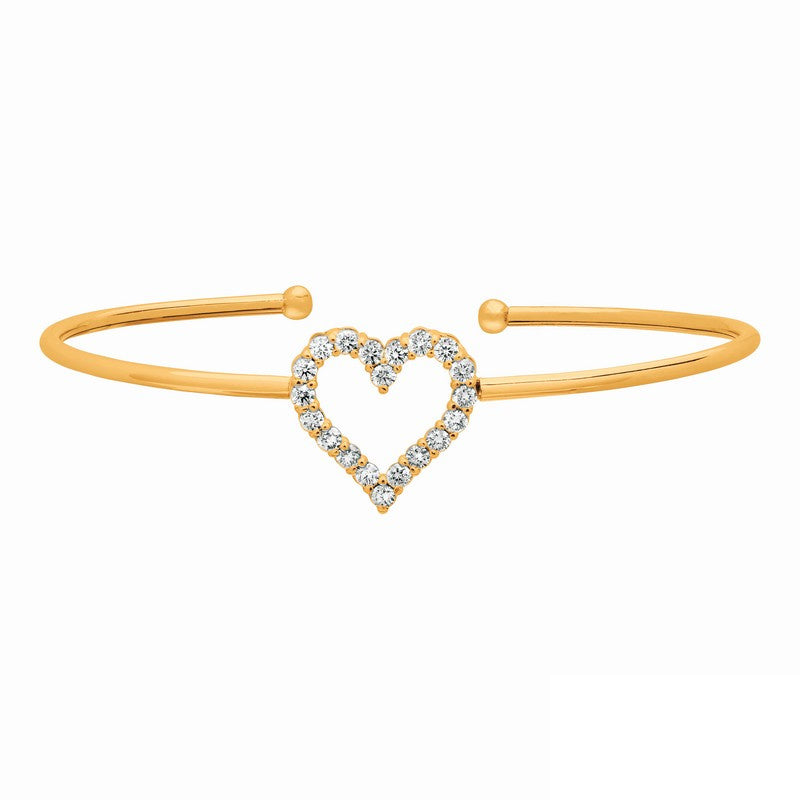 Diamond Heart Bangle  14K White   Gold (1 Ctw)