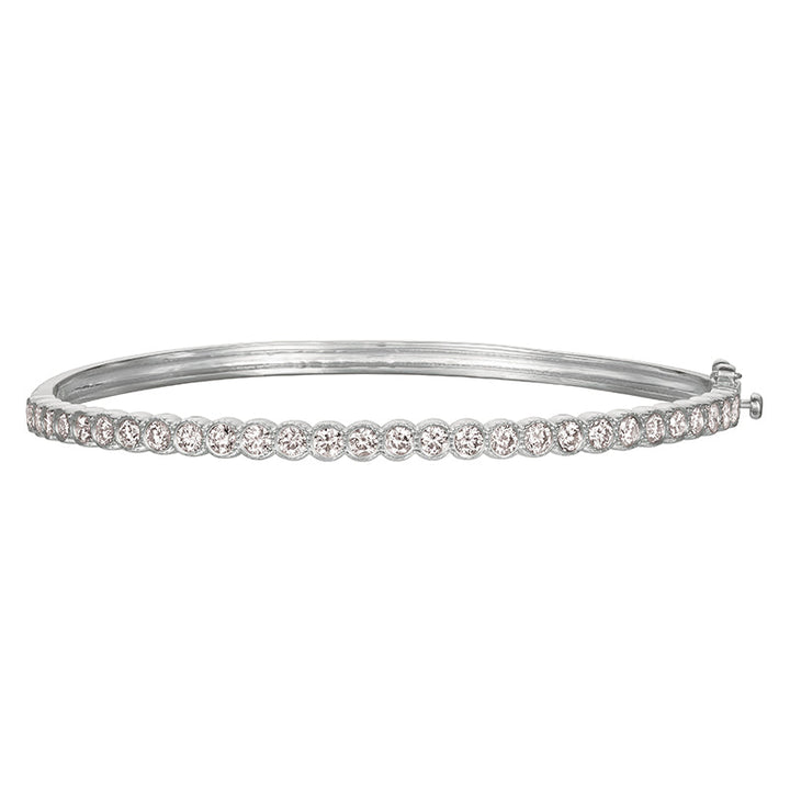 Diamond Miligrain Bezel Bangle 14K White  Gold (2 Ctw)