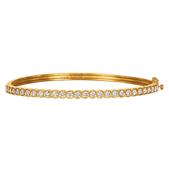 Diamond Miligrain Bezel Bangle 14K Yellow  Gold (2 Ctw)