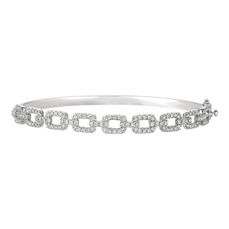 Diamond Chain Style Bangle 14K White  Gold (1 Ctw)