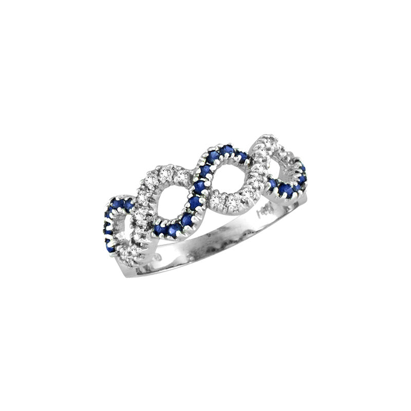 Sapphire And Diamond Swirl Ring 14K White  Gold (0.57 Ctw)