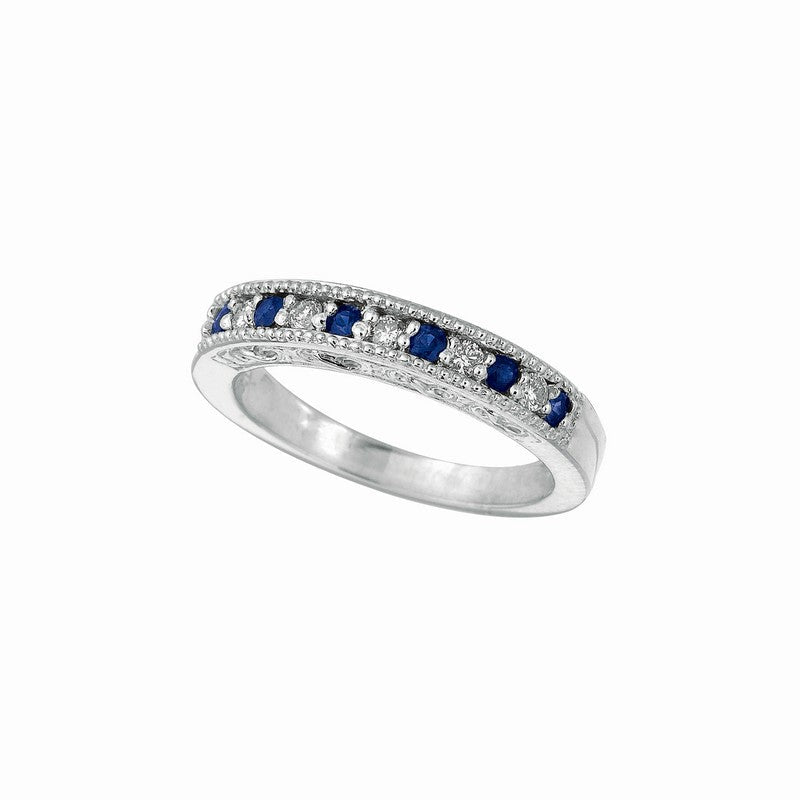 SAPPHIRE AND DIAMOND RING, 14K WHITE GOLD STACKABLE 14K GOLD (0.3 CTW)