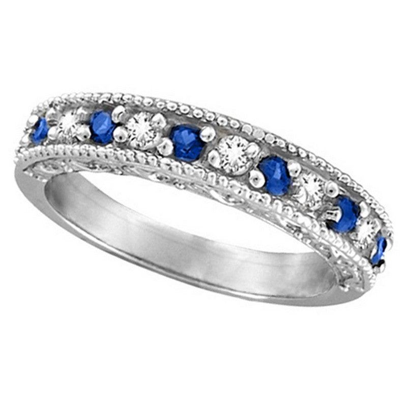 DIAMOND AND SAPPHIRE RING BAND 14K GOLD (0.59 CTW)