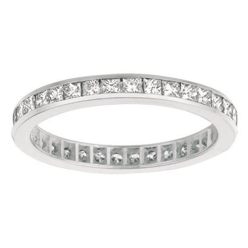 1.16 Carat Natural Diamond Princess Cut Eternity Ring Band G-H SI 14K White Gold