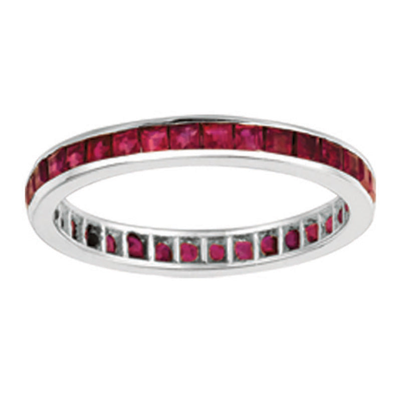 Princess Cut Eternity Ruby Ring 14K White Gold (1.19 Ctw)