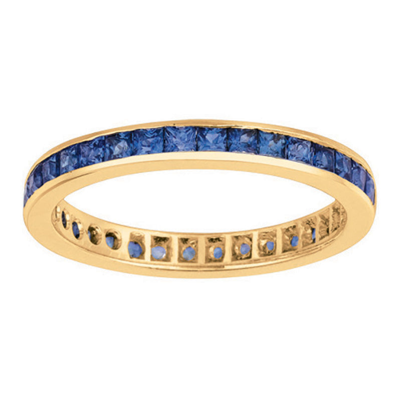 Princess Cut Eternity Sapphire Ring 14K White Gold (1.36 Ctw)