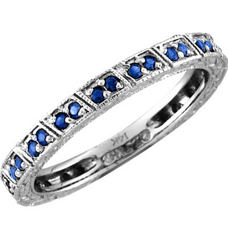 Sapphire Stack Stackable Ring 14K White  Gold (0.27 Ctw)