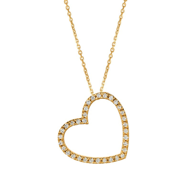 DIAMOND HEART PENDANT NECKLACE GOLD 14K GOLD (0.4 CTW)