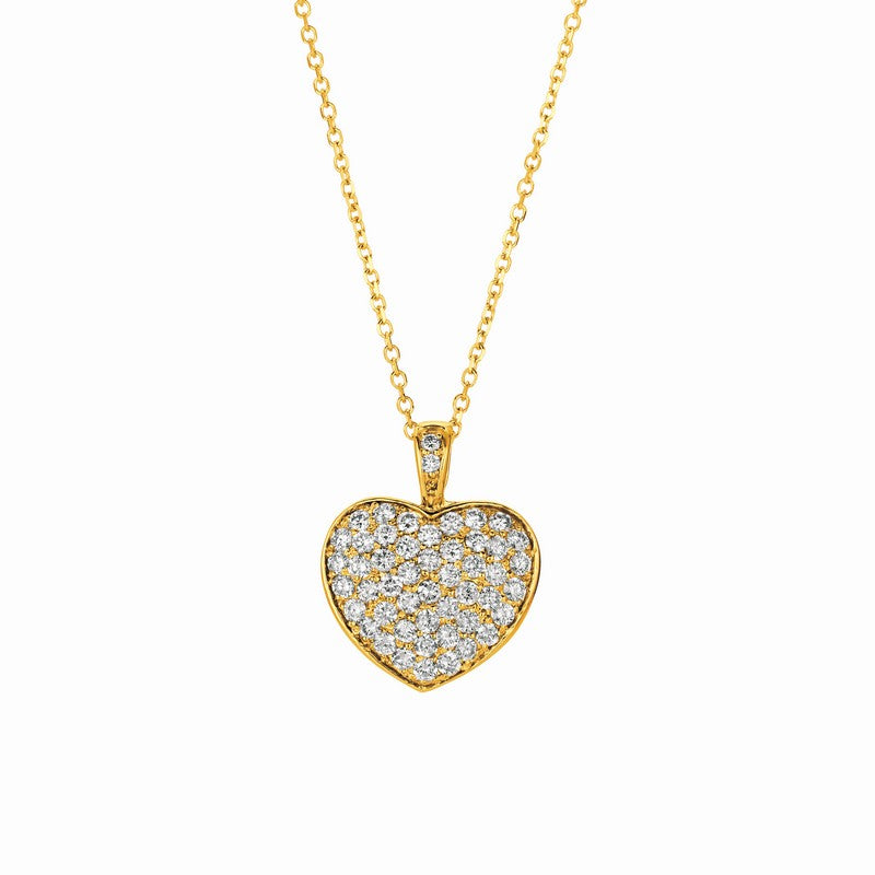 DIAMOND PUFFED HEART PENDANT NECKLACE 14K GOLD (1.3 CTW)