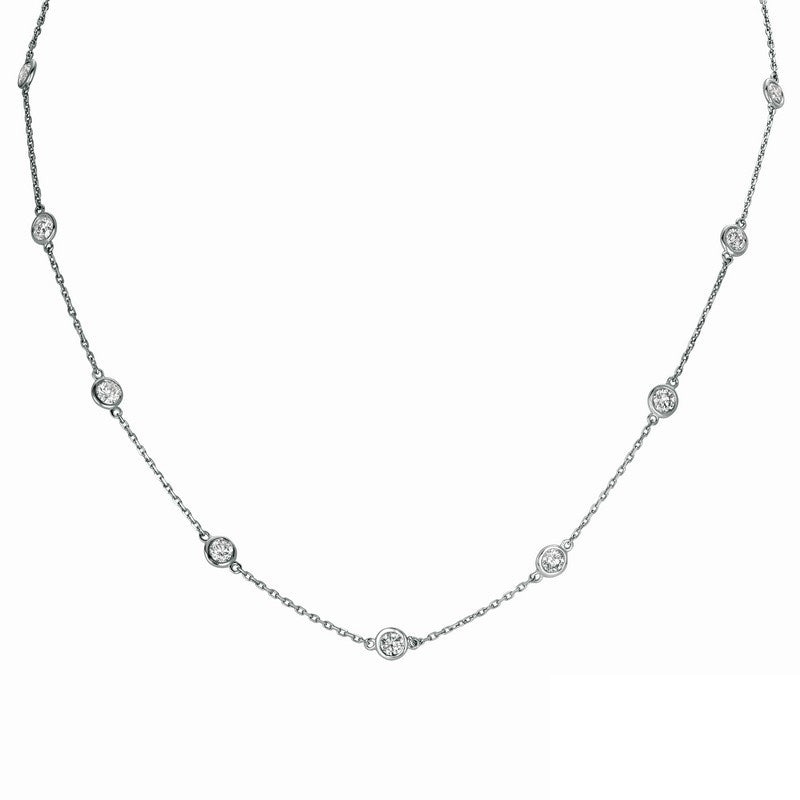 20 POINTER 14 SECTION 18″ DIAMOND NECKLACE 14K GOLD (3 CTW)