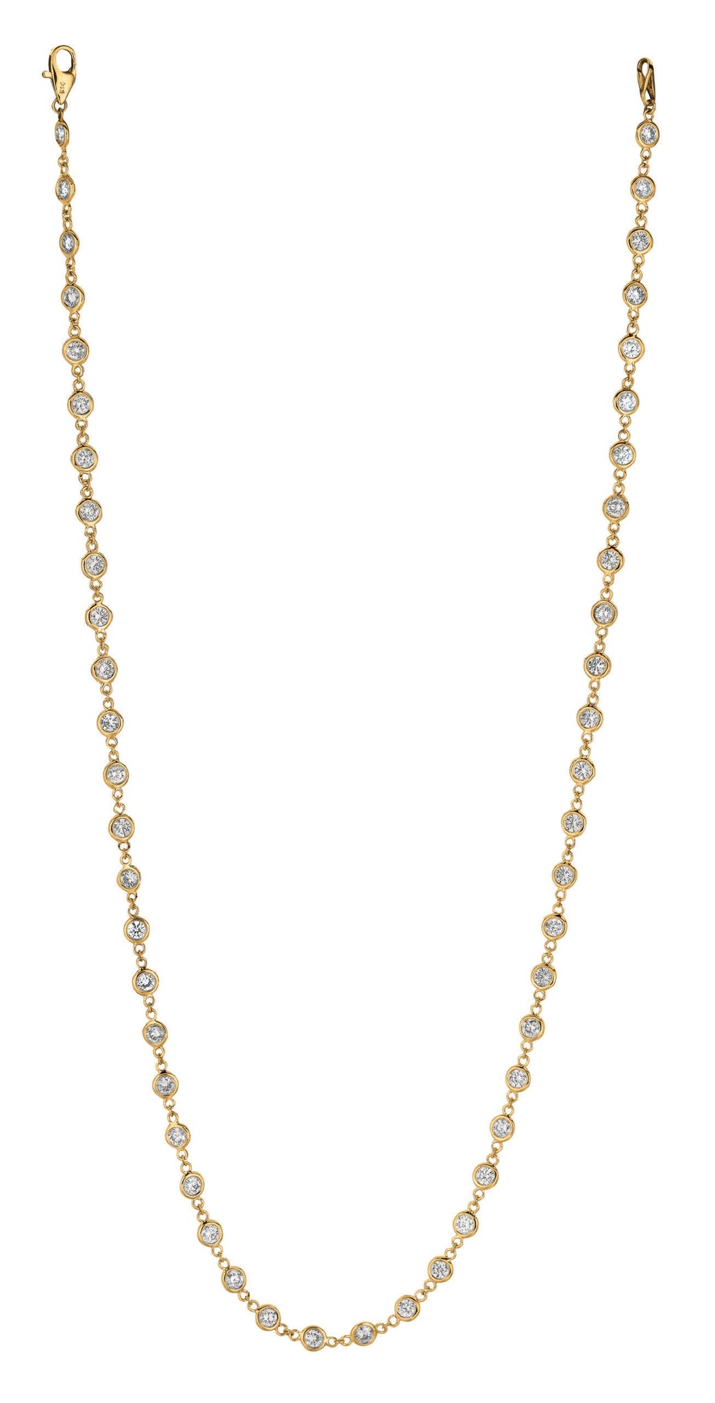 2 POINTER 67 SECTION 17″ DIAMOND NECKLACE 14K YELLOW GOLD (1.51 CTW)