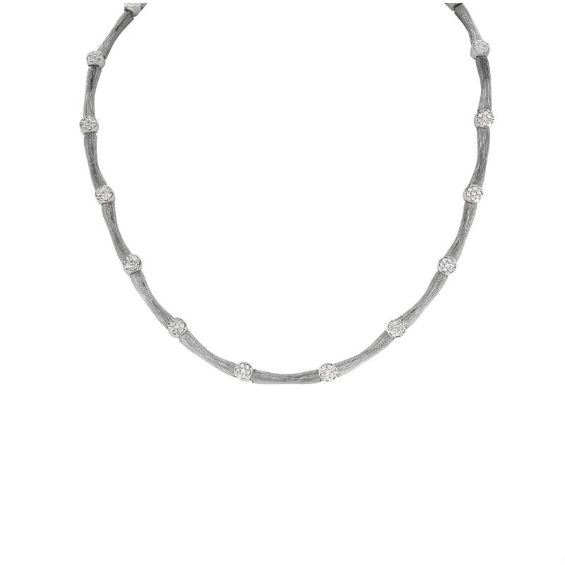 0.83 Carat Natural Diamond Necklace 14K White Gold G SI 18''