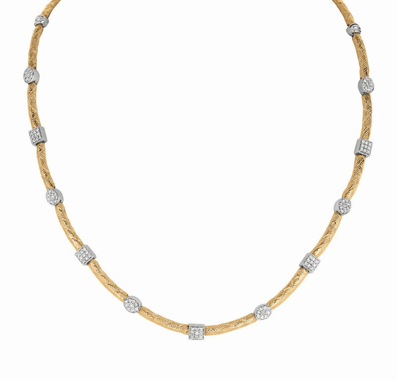 DIAMOND SQUARE & OVAL NECKLACE 14 GOLD (1 CTW)