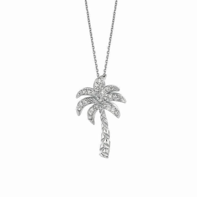 DIAMOND PALM TREE NECKLACE 14K GOLD (0.2 CTW)