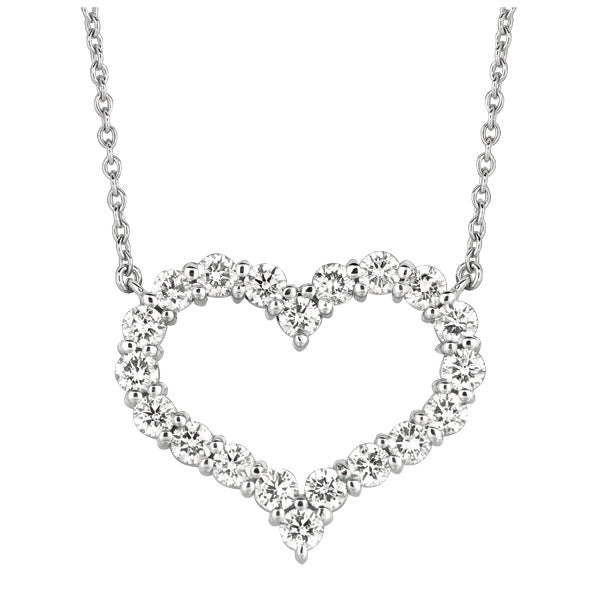 1.00 Carat Natural Diamond Heart Necklace 14K White Gold G SI 18'' chain ON SALE NOW
