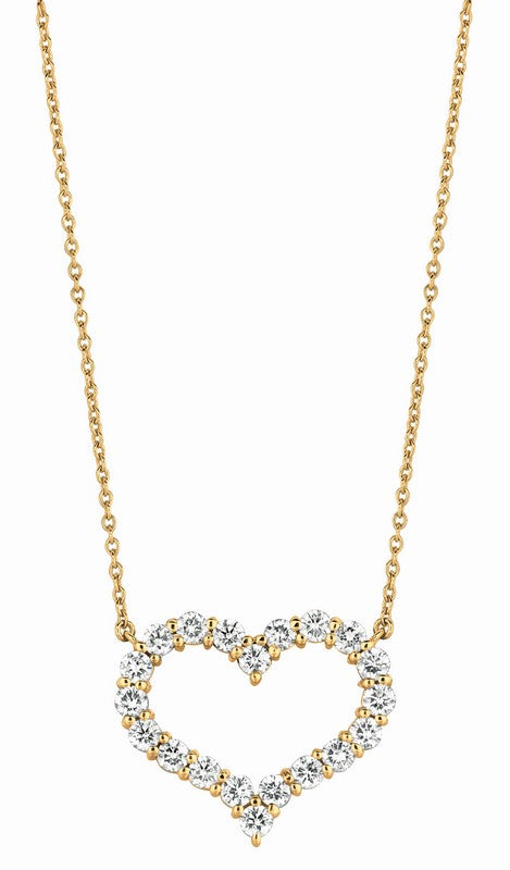 3.10 CARAT DIAMOND HEART NECKLACE 14K GOLD ON SALE