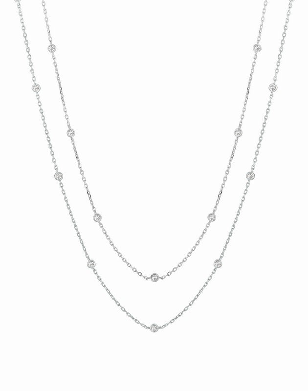 10 POINTER 30 STATION 60 INCHES DIAMOND NECKLACE 14K WHITE GOLD (2.88 CTW)