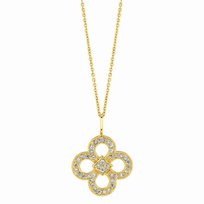 CUTOUT CLOVER DIAMOND NECKLACE 14K GOLD (0.37 CTW)