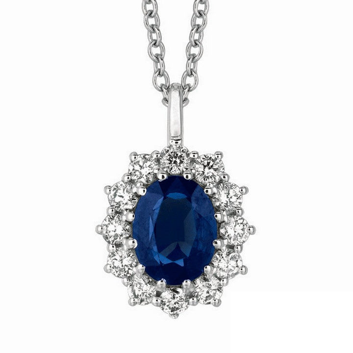 Sapphire & Diamond Necklace 14K White Gold (3.52 Ctw)