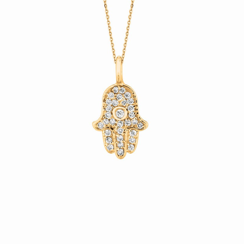 DIAMOND HAMSA NECKLACE 14K GOLD (0.17 CTW)