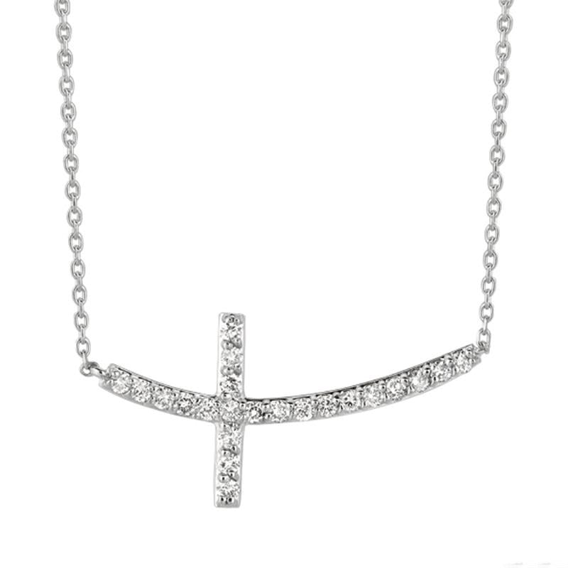 0.75 Carat Natural Diamond Cross Pendant Necklace 14K White Gold G SI 18'' chain