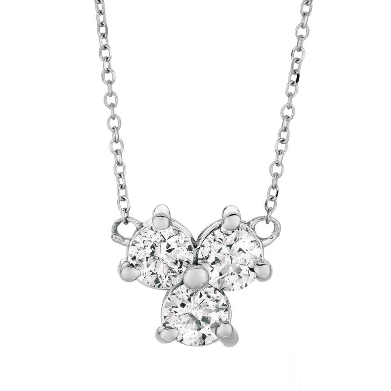 1.00 Carat Natural 3 Stone Diamond Necklace 14K White Gold G SI 18 '' chain