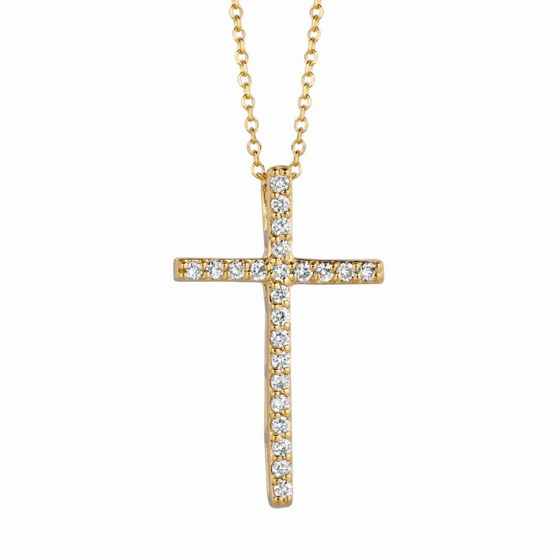 DIAMOND CROSS NECKLACE 14K GOLD (0.21 CTW)