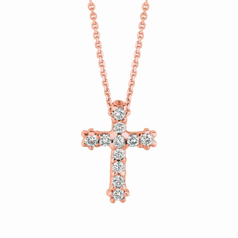 DIAMOND CROSS NECKLACE 14K GOLD (0.1 CTW)