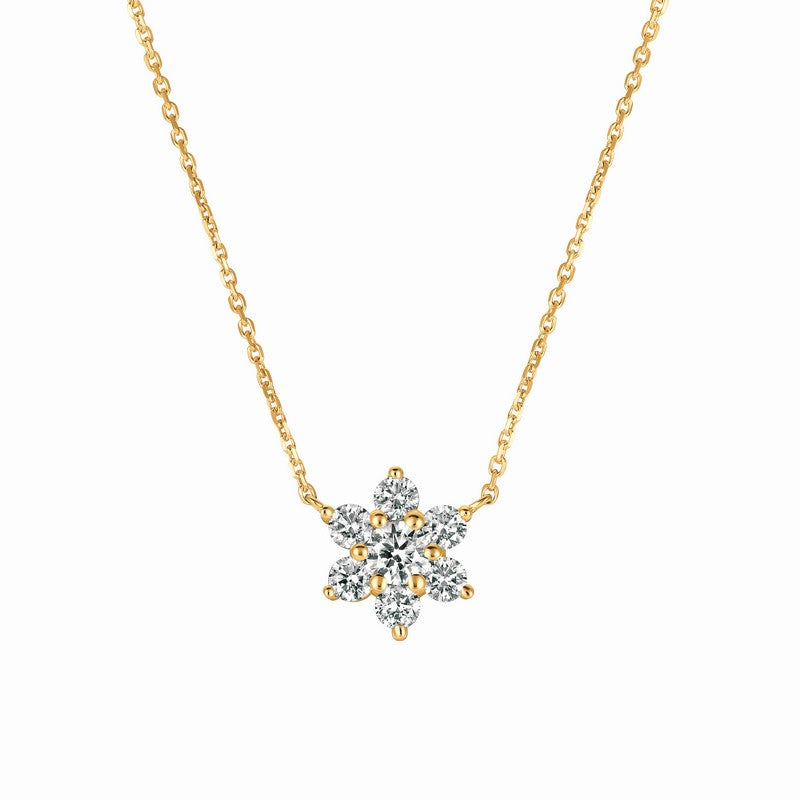 DIAMOND FLOWER NECKLACE 14K GOLD (1.5 CTW)