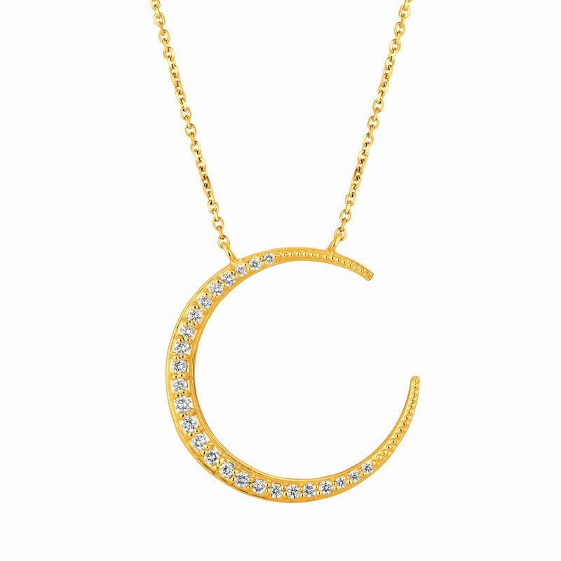 DIAMOND CRESCENT MOON NECKLACE 14K GOLD (0.5 CTW)