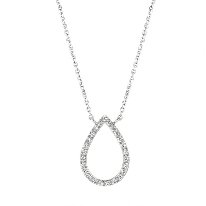 0.25 Carat Natural Diamond Pear Shape Necklace 14K White Gold G SI 18'' chain