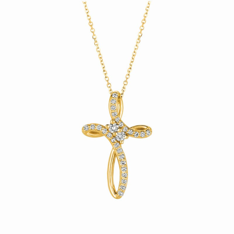 DIAMOND CROSS NECKLACE 14K GOLD (0.35 CTW)