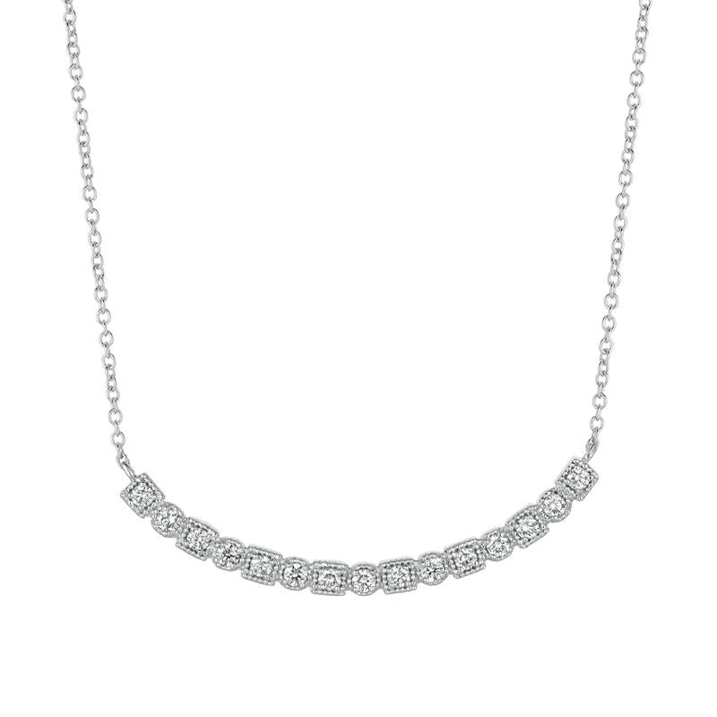 0.75 Carat Natural Diamond Necklace 14K White Gold G SI 18'' chain
