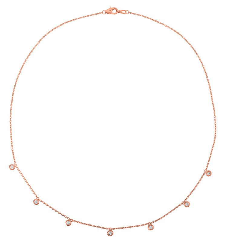 3 POINTER 7 SECTION 18 ” DIAMOND NECKLACE 14K ROSE GOLD (0.25 CTW)