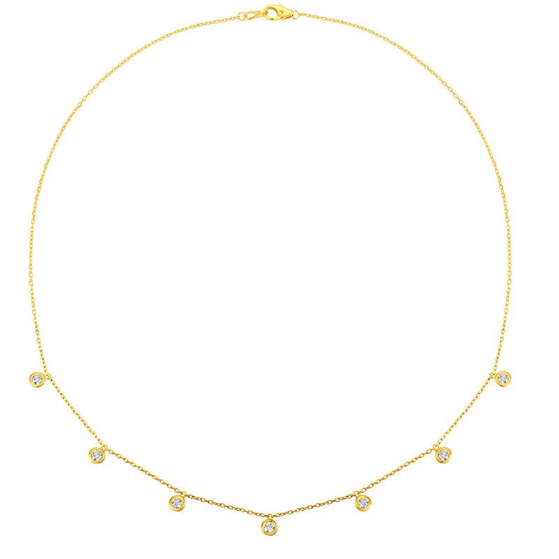 10 POINTER 7 SECTION 18″ DIAMOND NECKLACE 14K Gold (0.75 CTW)