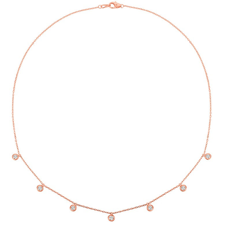 15 POINTER 7 SECTION 18″ DIAMOND NECKLACE 14K ROSE GOLD (1 CTW)