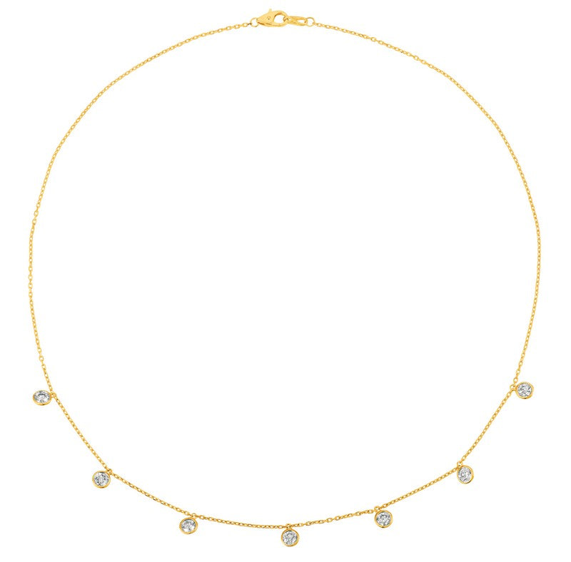 25 POINTER 7 SECTION 18″ DIAMOND NECKLACE 14K GOLD (1.75 CTW)