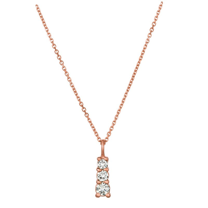 DIAMOND 3 STONE NECKLACE 14K GOLD (0.4 CTW)