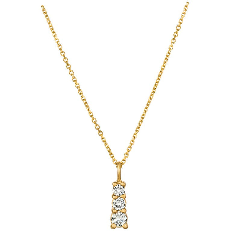 DIAMOND 3 STONE NECKLACE 14K GOLD (0.4 CTW)